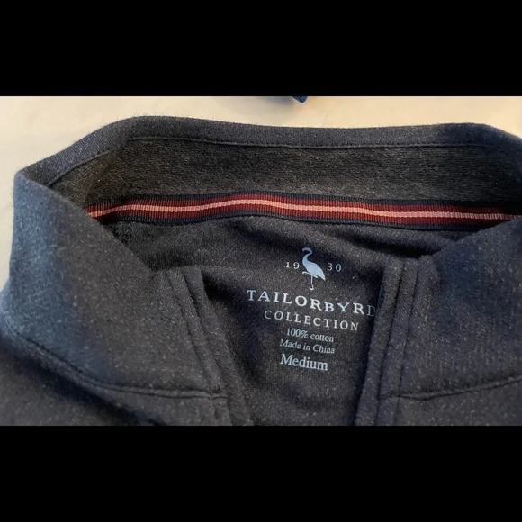 TaylorByrds  Mens Navy Blue 100% Cotton 1/4 Zip Pullover Size M - Picture 9 of 12